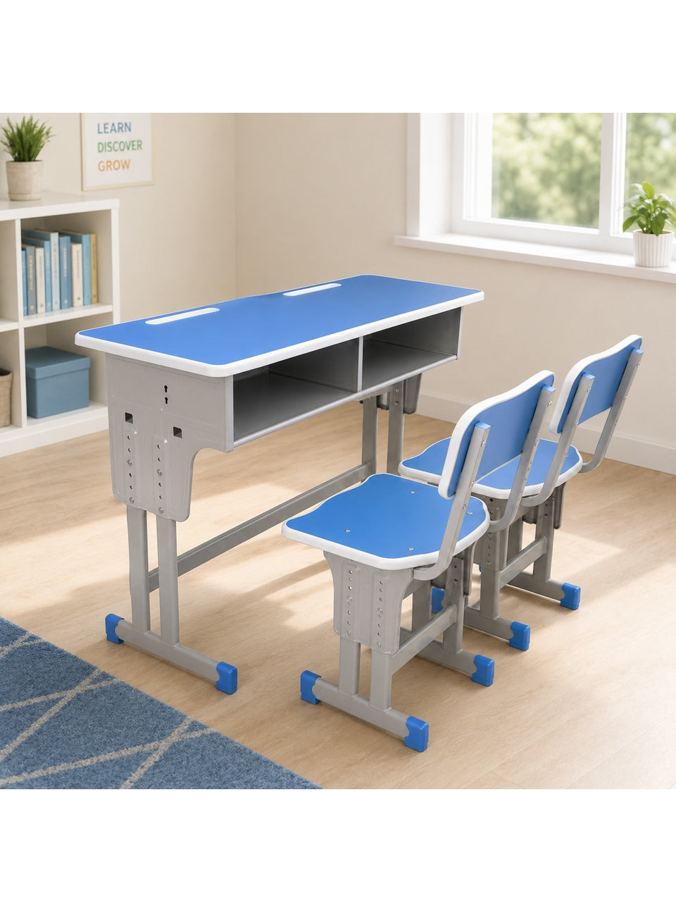 School Desk Set with Chairs