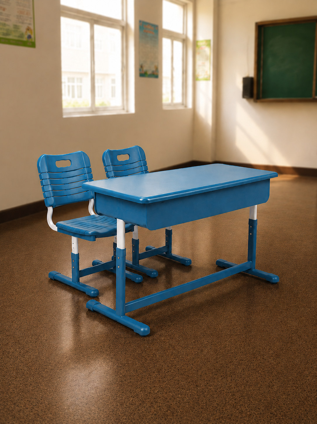 School Desk Set with Chairs